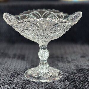 Vintage Bryce Higbee Bonair Pattern Compote Dish, EAPG Footed Bowl, Circa 1900s
